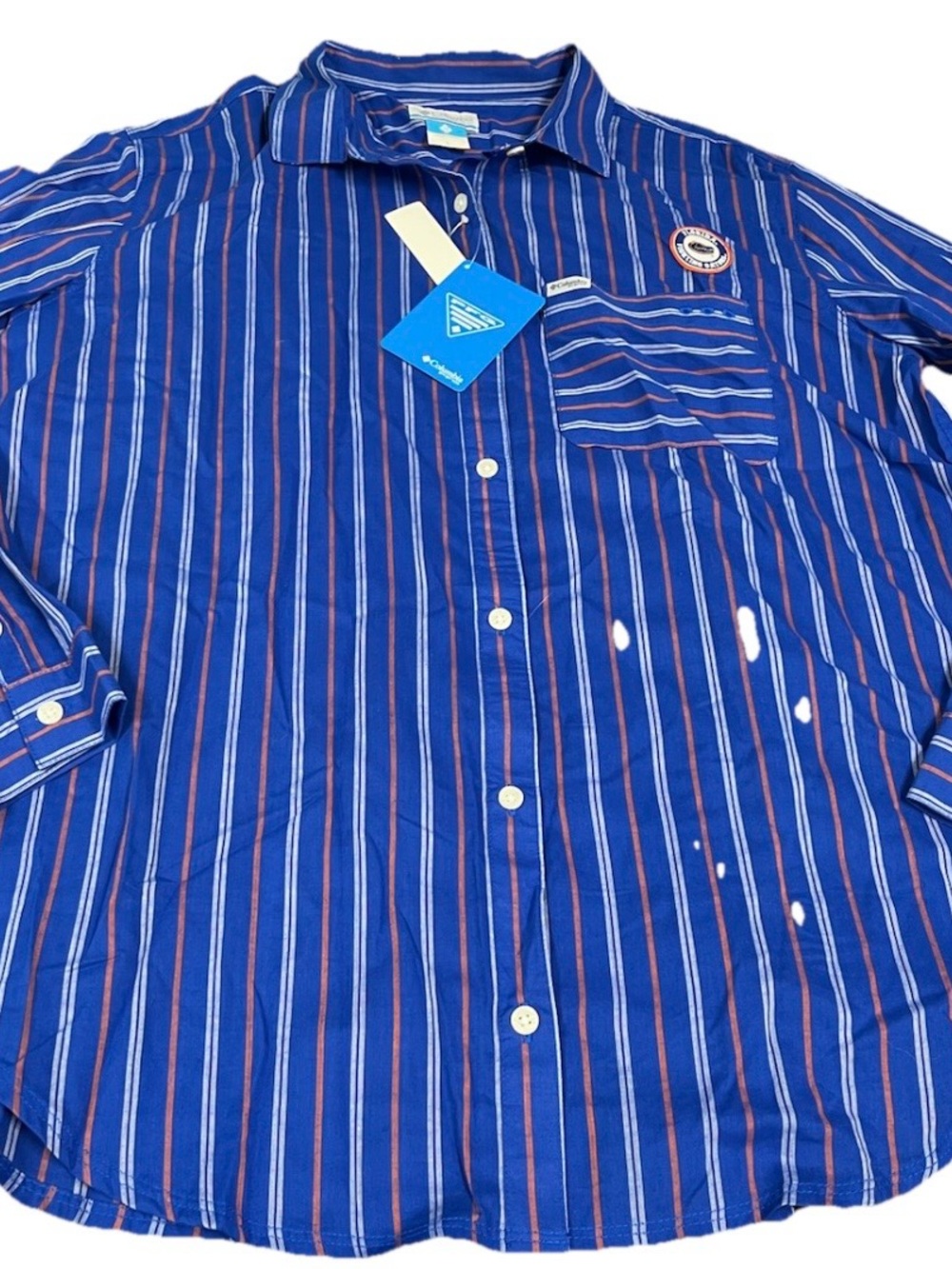 Florida Gators Columbia PFG Women's Sun Drifter Vertical Stripe  Shirt SZ L NWT